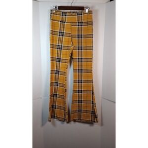 NOBO Butterscotch Plaid Knit Flare Pants Juniors Sz L (11-13) Clueless Preppy